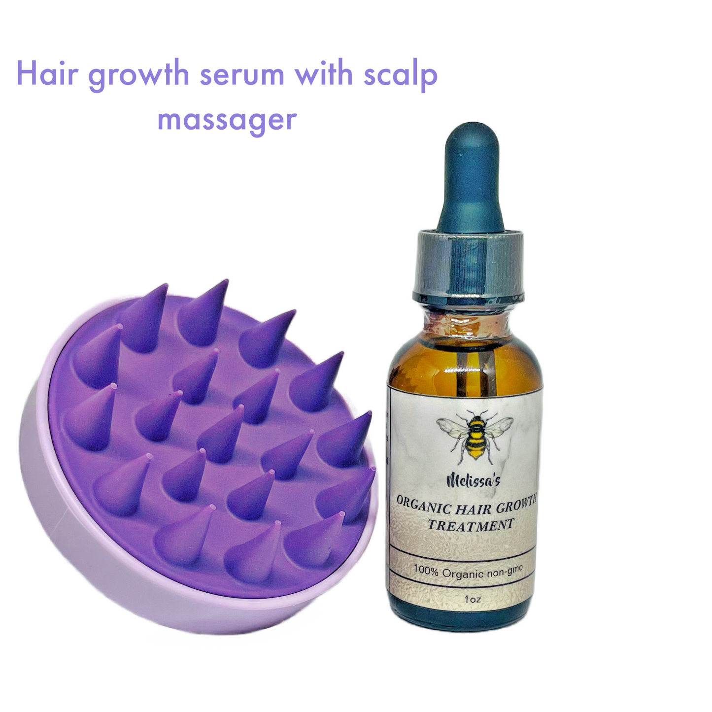 Hair growth serum 100% Organic, non-Gmo, Vegan and cruelty free with hair massager