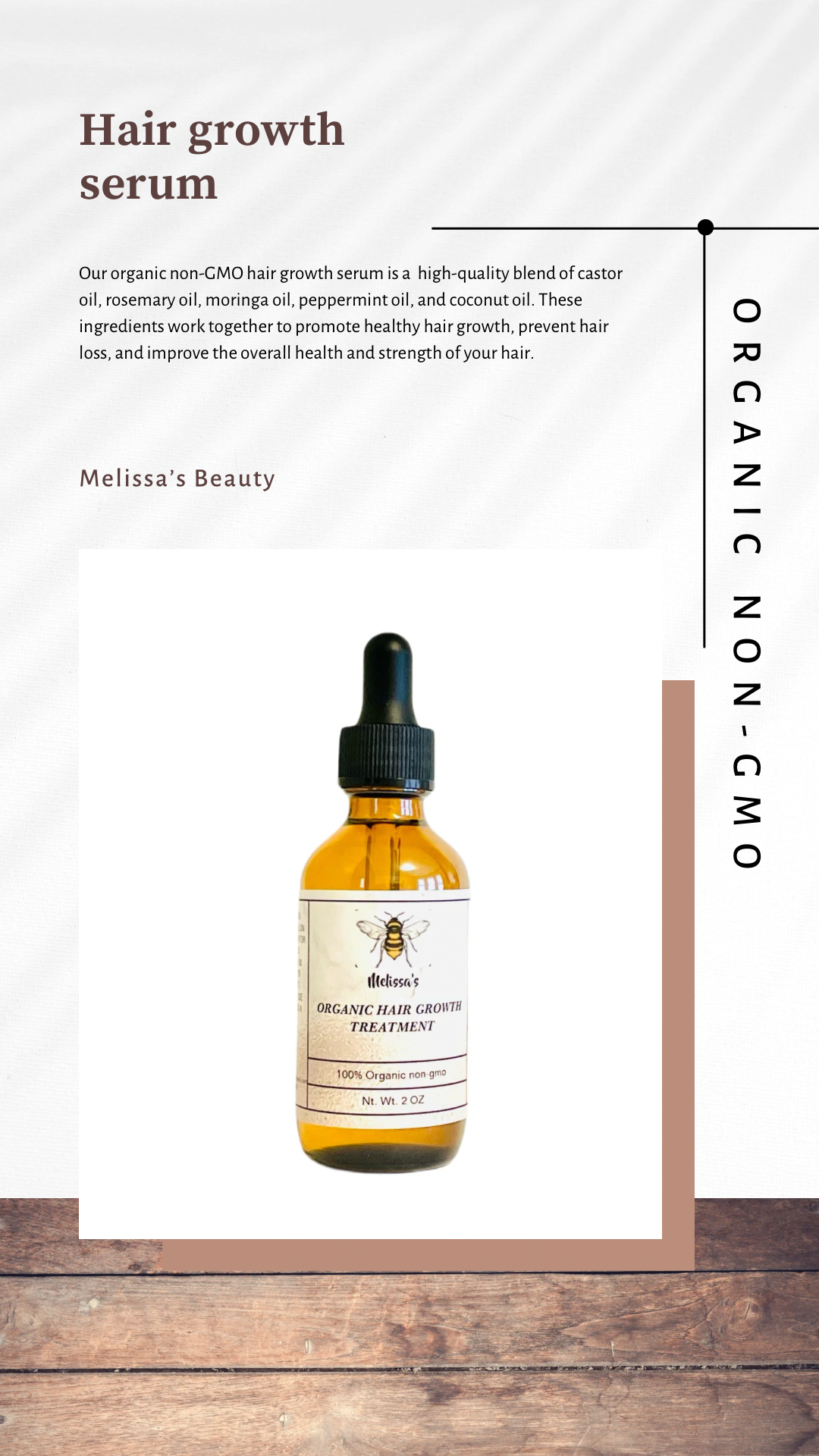 Hair growth serum 100% Organic, non-Gmo, Vegan and cruelty free