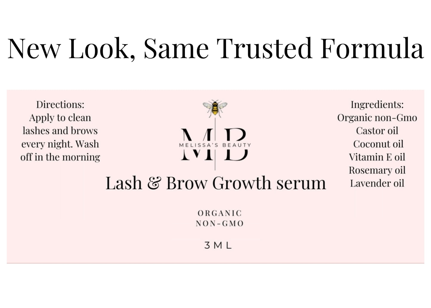 100% Organic non gmo Lash & Brow growth serum